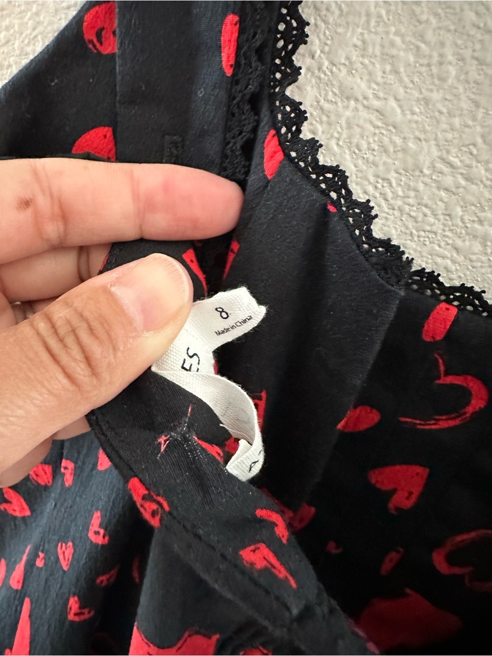 Black and Red Heart Print Square-Neck Midi Dress - Picture 7 of 11